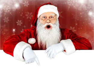 Poster - Portrait of Surprised Santa Claus on white background