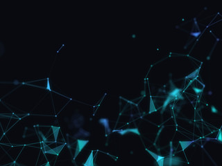 Poster - abstract 3d technology futuristic geometrical and science neon visualization. plexus digital wallpap