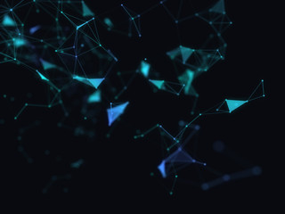 Poster - abstract 3d technology futuristic geometrical and science neon visualization. plexus digital wallpap