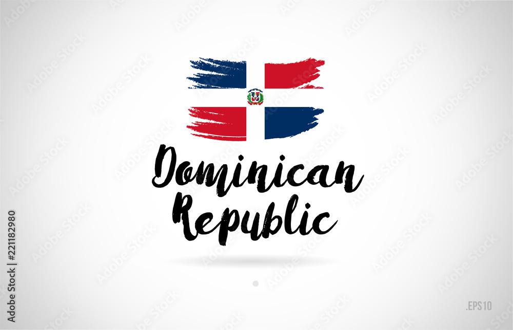 dominican republic country flag concept with grunge design - obrazy, fototapety, plakaty 