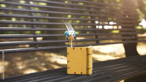 Cuadros en Lienzo Fork listening to music and reading book in the park