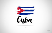 Cuba Country Flag Concept With Grunge Design Icon Logo