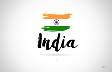 Wall Mural - india country flag concept with grunge design icon logo