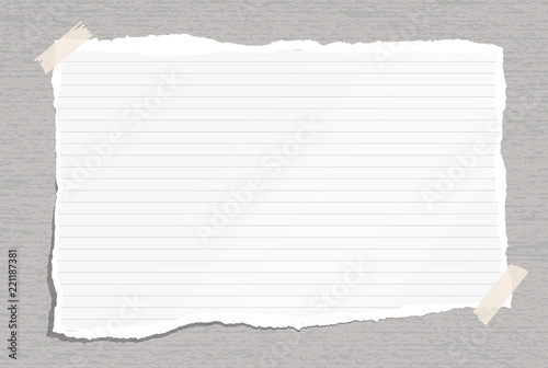 White Torn Lined Note Notebook Paper With Torn Edges And Stains Stuck With Sticky Tape On Gray Backgroud Vector Illustration Buy This Stock Vector And Explore Similar Vectors At Adobe Stock