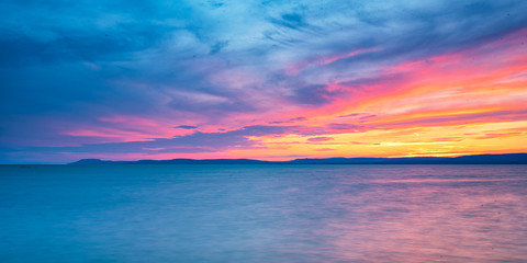  Colorful sunset over lake Balaton