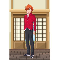 Canvas Print - Young male students anime