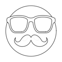 Poster - hipster emoticon mustache and glasses vintage