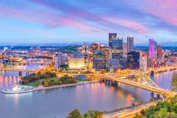 Wall Mural - Downtown skyline of Pittsburgh, Pennsylvania at sunset