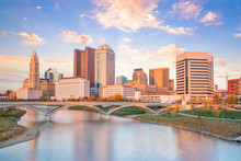 View Of Downtown Columbus Ohio Skyline At Sunset