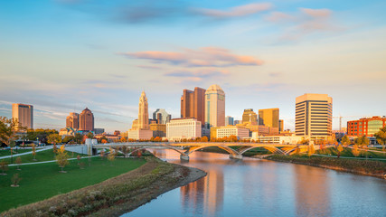 Fototapete - View of downtown Columbus Ohio Skyline at Sunset