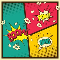 Wall Mural - comic book style vintage. color background.