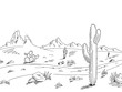 Prairie road graphic black white desert landscape sketch illustration vector