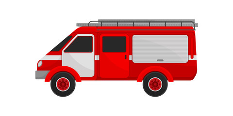 Sticker - Fire van car, emergency service vehicle vector Illustration on a white background