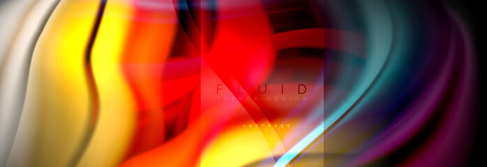 Aufkleber - Rainbow fluid abstract shapes, liquid colors design, colorful marble or plastic wavy texture background, multicolored template for business or technology presentation or web brochure cover design