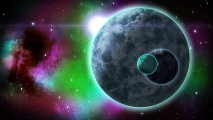 Wall Mural - Big planet with two satellites. Loop.