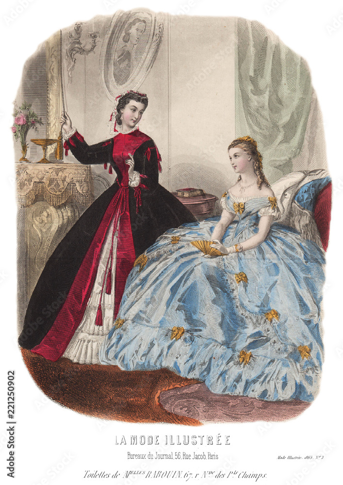 REVUE DE LA MODE 印刷物 1875 年 【商品番号③】 Gravure La Mode Illustrée 1865 3 Stock Illustration | Adobe Stock
