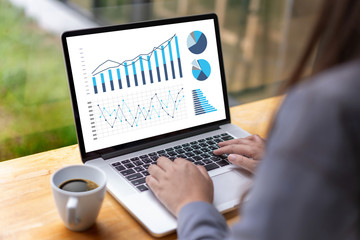 Poster - man business analytics and financial business finances and accounting concept.