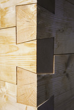 Close Up Of Dovetail Wooden Corner Of Built Structure