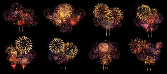 Wall Mural - multiple fireworks collection set (high resolution)
