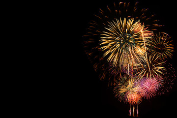 Wall Mural - fireworks on black background