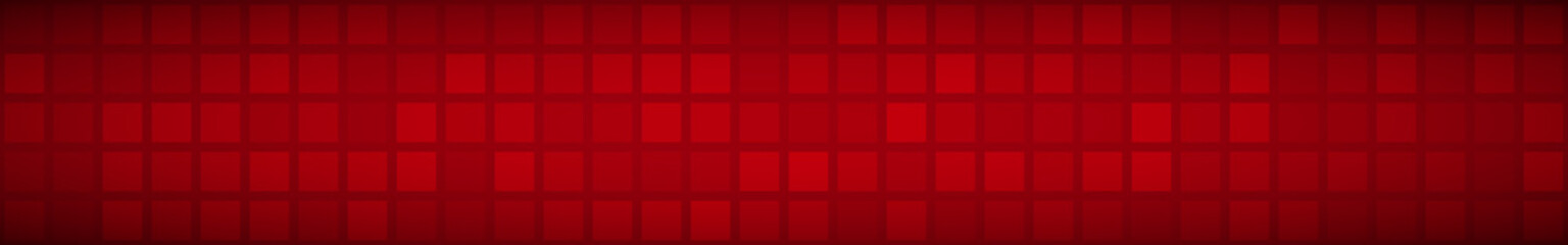 Wall Mural - Abstract horizontal banner or background of big squares or pixels in red colors.