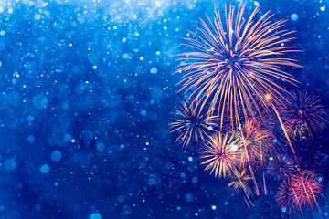 Wall Mural - fireworks with abstract bokeh background
