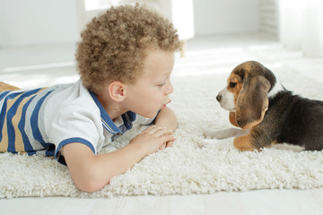 Wall Mural - Child with a dog 