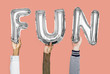 © Rawpixel.com - Silver gray alphabet balloons forming the word fun