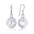 beautiful white diamon earrings with reflection on white background