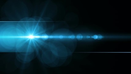 Poster - Blue flickering light traveling from left to right. Abstract technology, science and engineering motion background. 3D rendering.