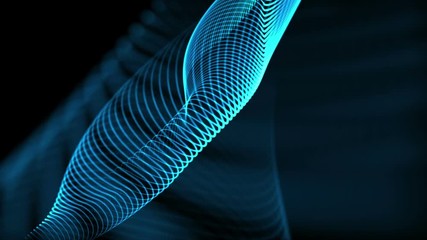 Poster - Seamless loop: Blue elegant dynamic abstract lines in motion. Computer, technology, engineering, business and office theme. Abstract stylish wave animation. Depth of field settings. 3D rendering.