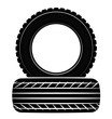 Wheels and tires are black. For a logo or emblem of a tire store or car workshop. For tire fitting