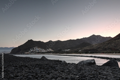 A San Andres And Santa Cruz Landscape From Las Teresitas Beach In A San Andres And Santa Cruz Landscape From Las Teresitas Beach In The Tenerife Island At Sunset