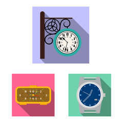 Wall Mural - Vector design of clock and time icon. Set of clock and circle stock vector illustration.