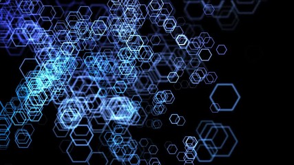 Leinwandbilder - Hexagon Flickering Moving Particle Graphic Animation Background