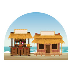 Canvas Print - Beach and kiosks cartoons