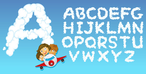 Wall Mural - english alphabet cloud font