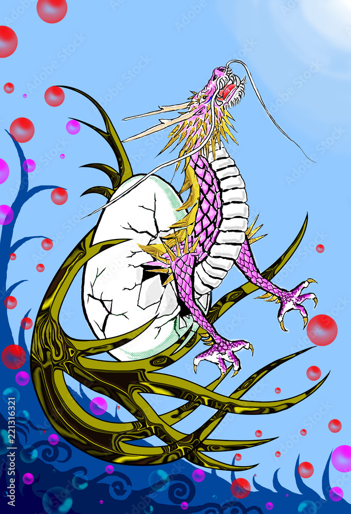 青龍/赤龍】新月紫紺大先生 絵画2枚セット 浄化 開運 昇龍 龍の誕生 ブルー