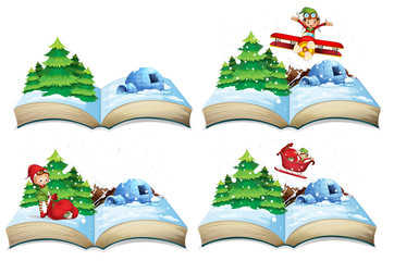 Wall Mural - Winter landscape open book