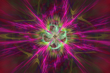 Poster - Abstrct Digital Artwork. The theme of the cosmos and the universe. Supernova explosion. Technologies of fractal graphics.