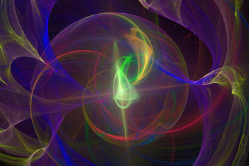 Poster - Abstrct Digital Artwork. The theme of the cosmos and the universe. Supernova explosion with Plasma filaments. Background of the stars. Technologies of fractal graphics.