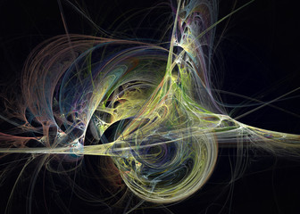 Poster - Abstrct Digital Artwork. The theme of the cosmos and the universe. Supernova explosion with Plasma filaments against the background of dark space. Technologies of fractal graphics.
