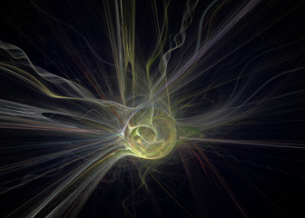 Poster - Abstrct Digital Artwork. The theme of the cosmos and the universe. Supernova explosion with Plasma filaments. Technologies of fractal graphics.