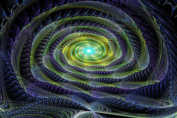 Poster - Abstrct Digital Artwork. Beautiful spiral and floral pattern. Technologies of fractal graphics and rendering.