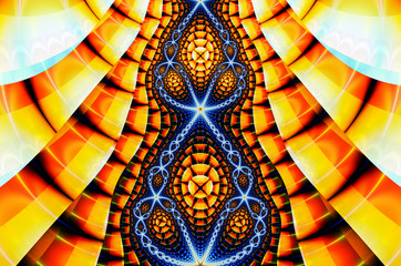 Poster - Abstrct Digital Artwork. Floral psychedelic pattern. Technologies of fractal graphics.