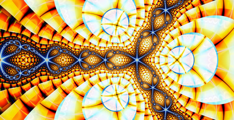 Poster - Abstrct Digital Artwork. Floral psychedelic pattern. Technologies of fractal graphics.