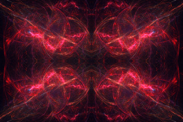 Poster - Abstrct Background. The theme of the cosmos and the universe. Symmetrical pattern. Digital Art. Technologies of fractal graphics.