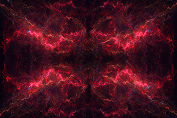Poster - Abstrct Background. The theme of the cosmos and the universe. Symmetrical pattern with waves and motion. Digital Art. Technologies of fractal graphics.