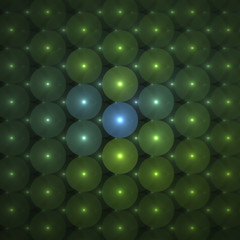 Poster - Abstrct Background. Glowing air balloons, Symmetrical pattern. Digital Art. Technologies of fractal graphics.
