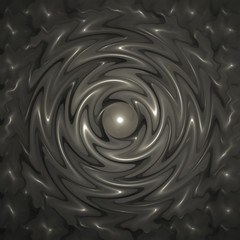 Poster - Abstrct Background. Pearl and circles on the water. Symmetrical pattern. Digital Art. Technologies of fractal graphics. Black and white.